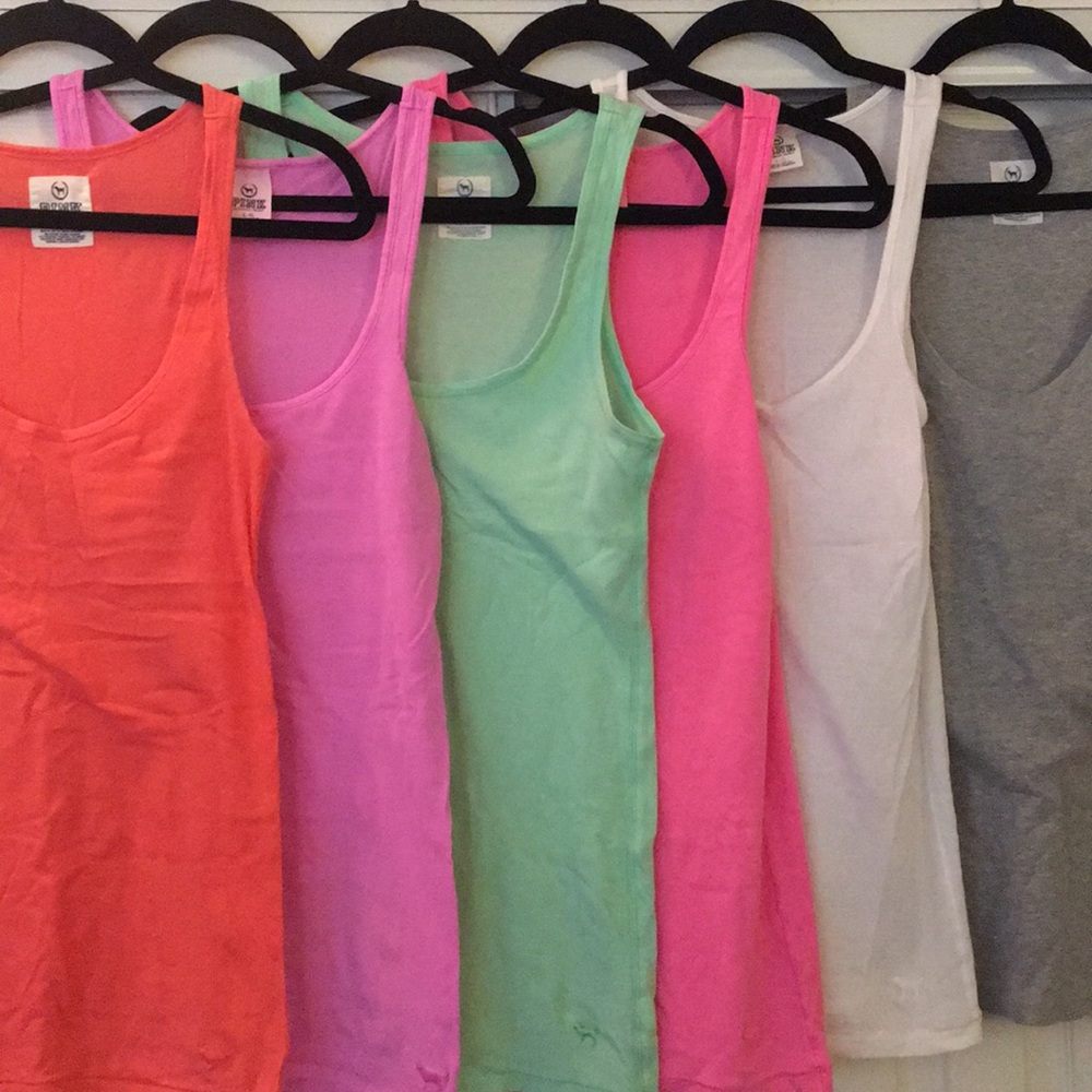6 PINK Victoria’s Secret Racer Back Tanks